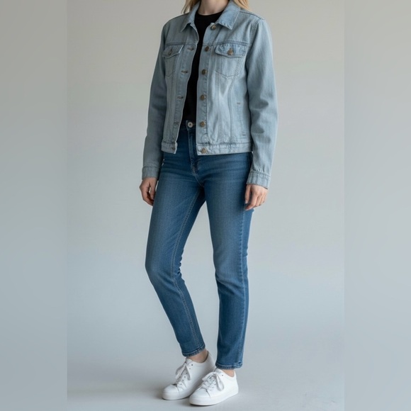 GAP Medium Light Wash Trucker Denim Jacket 100% Cotton 90s Minimalist - Picture 11 of 11